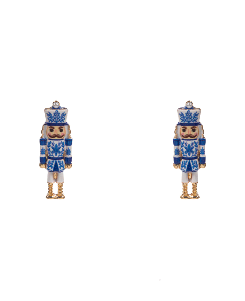 Nutcracker Enamel w/ Pattern Hypo Earring - 1.0"
