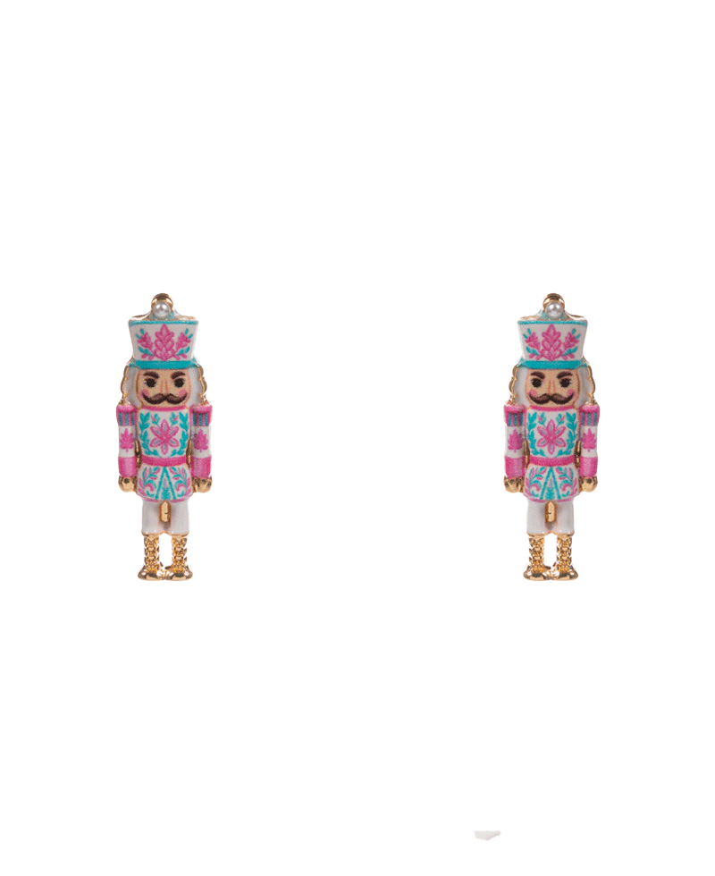 Nutcracker Enamel w/ Pattern Hypo Earring - 1.0"