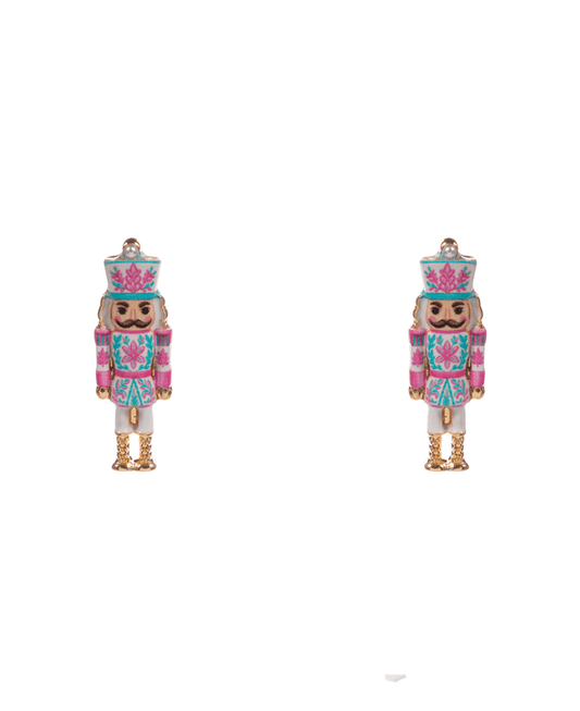 Nutcracker Enamel w/ Pattern Hypo Earring - 1.0"