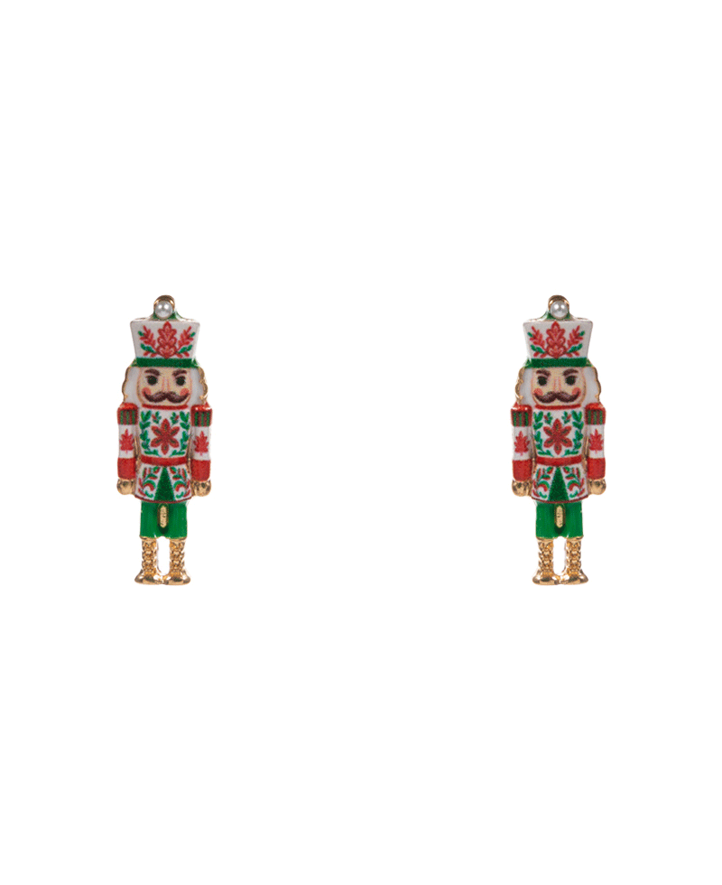 Nutcracker Enamel w/ Pattern Hypo Earring - 1.0"