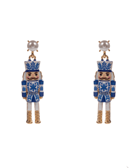 Nutcracker Enamel w/ Pattern Drop Hypo Earring - 1.75"
