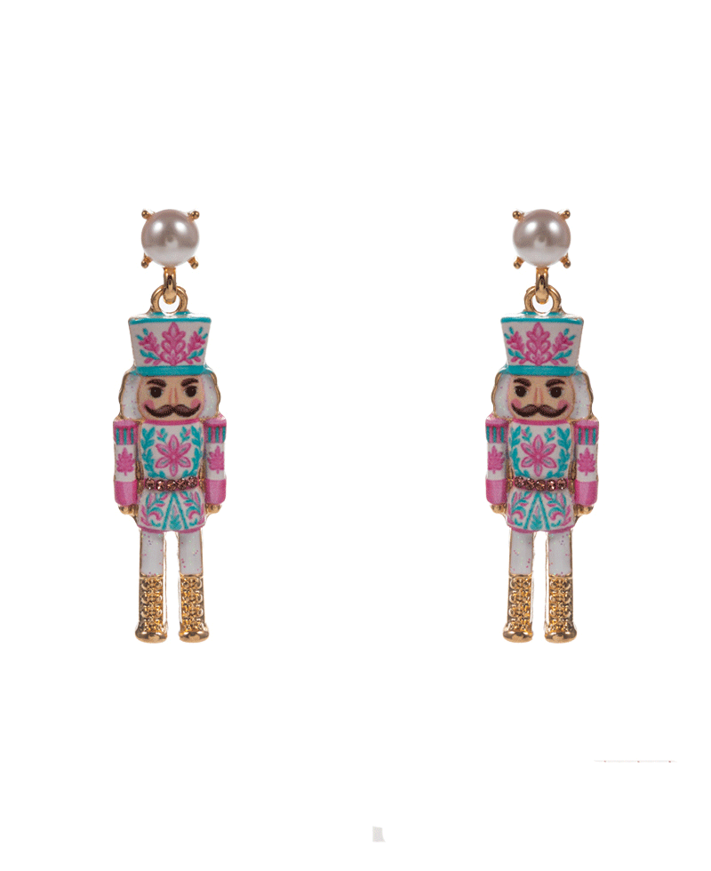Nutcracker Enamel w/ Pattern Drop Hypo Earring - 1.75"
