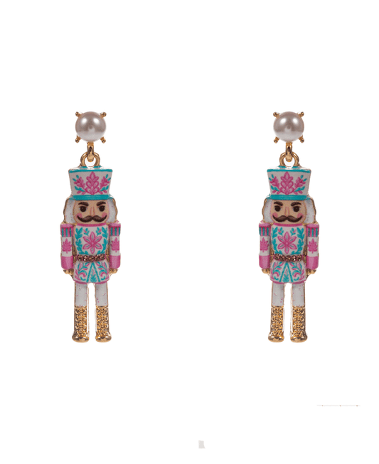 Nutcracker Enamel w/ Pattern Drop Hypo Earring - 1.75"