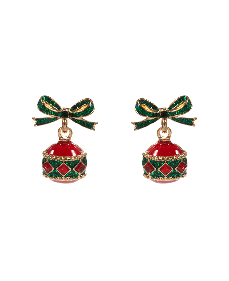 Christmas Ornament Enamel Drop Hypo Earring - 0.75"