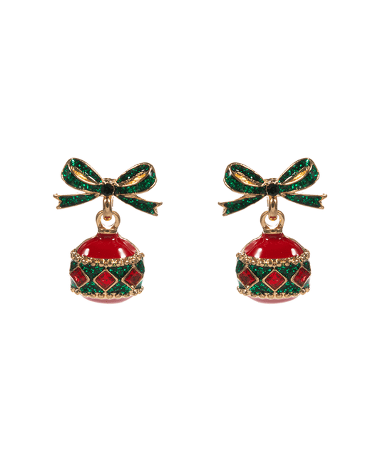 Christmas Ornament Enamel Drop Hypo Earring - 0.75"