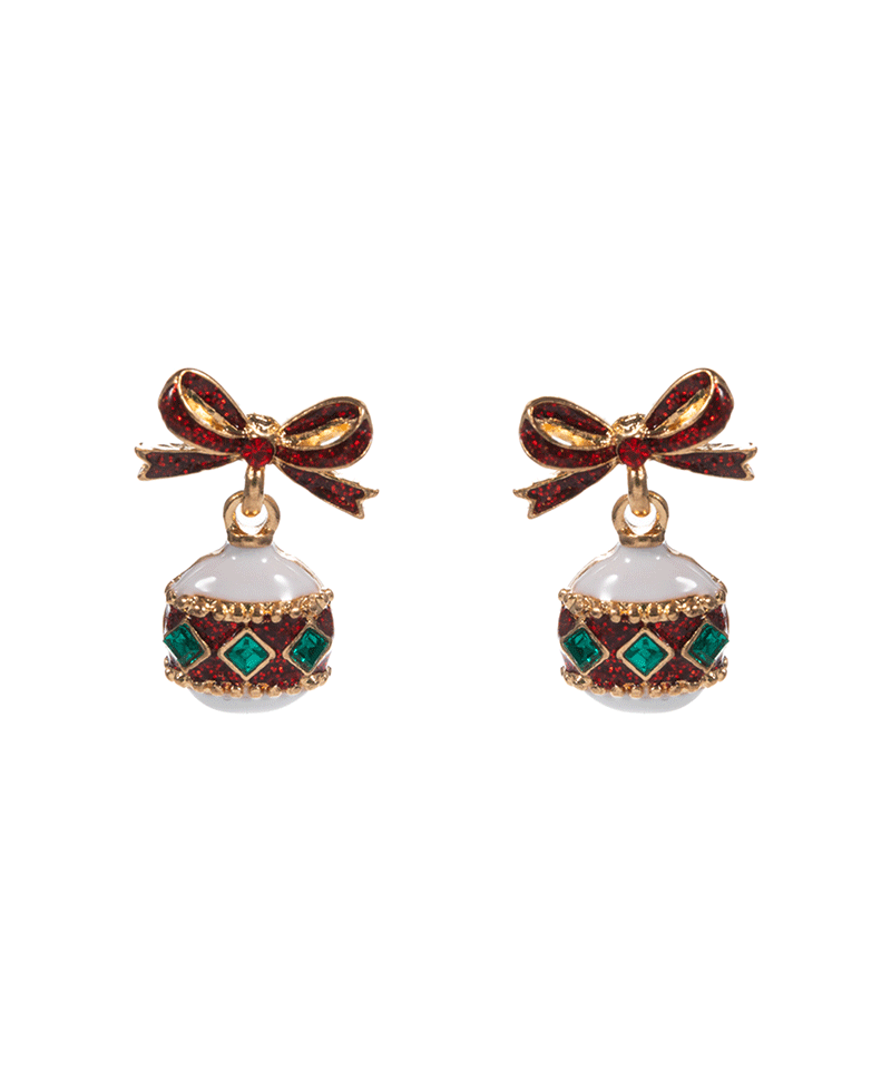 Christmas Ornament Enamel Drop Hypo Earring - 0.75"
