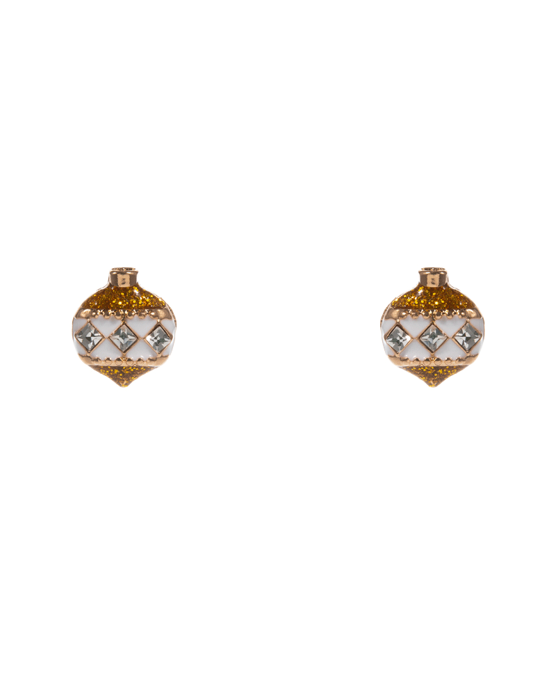 Christmas Ornament Enamel w/ Stone Detail Hypo Earring - 0.5"