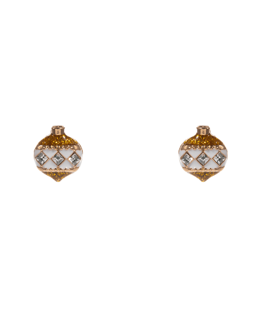 Christmas Ornament Enamel w/ Stone Detail Hypo Earring - 0.5"