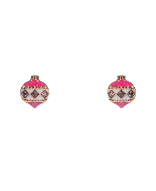 Christmas Ornament Enamel w/ Stone Detail Hypo Earring - 0.5"
