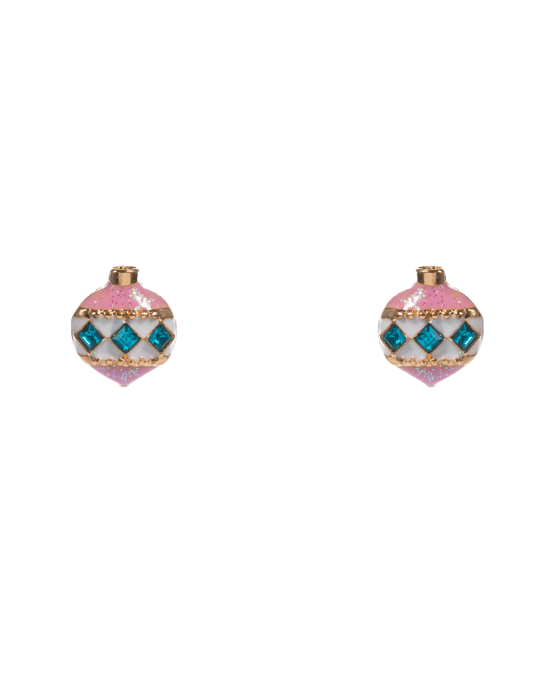 Christmas Ornament Enamel w/ Stone Detail Hypo Earring - 0.5"