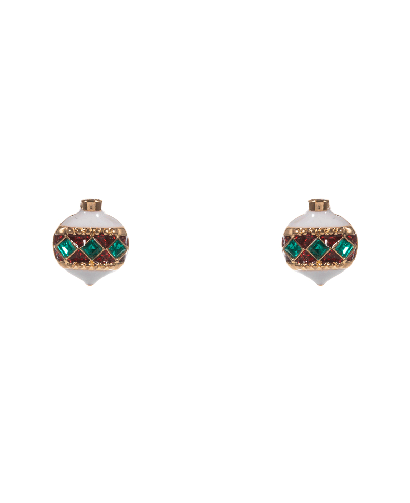 Christmas Ornament Enamel w/ Stone Detail Hypo Earring - 0.5"