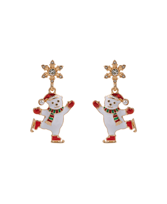 Ice Skating Polar Bead r w/ Snowflake Hypo Earring - 1.75"