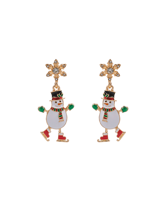 Ice Skating Snowman w/ Snowflake Hypo Earring - 1.75"