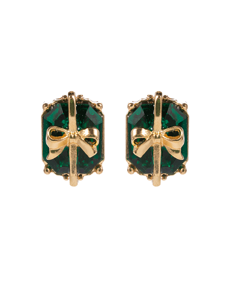 Gift Box Glass Stone Hypo Earring - 0.5"