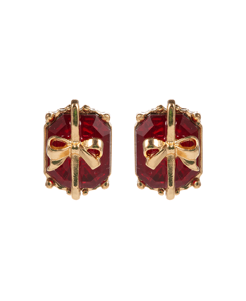 Gift Box Glass Stone Hypo Earring - 0.5"