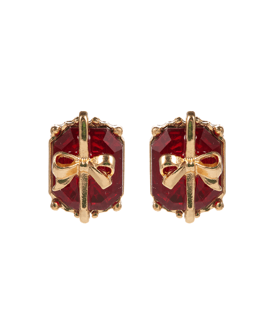 Gift Box Glass Stone Hypo Earring - 0.5"