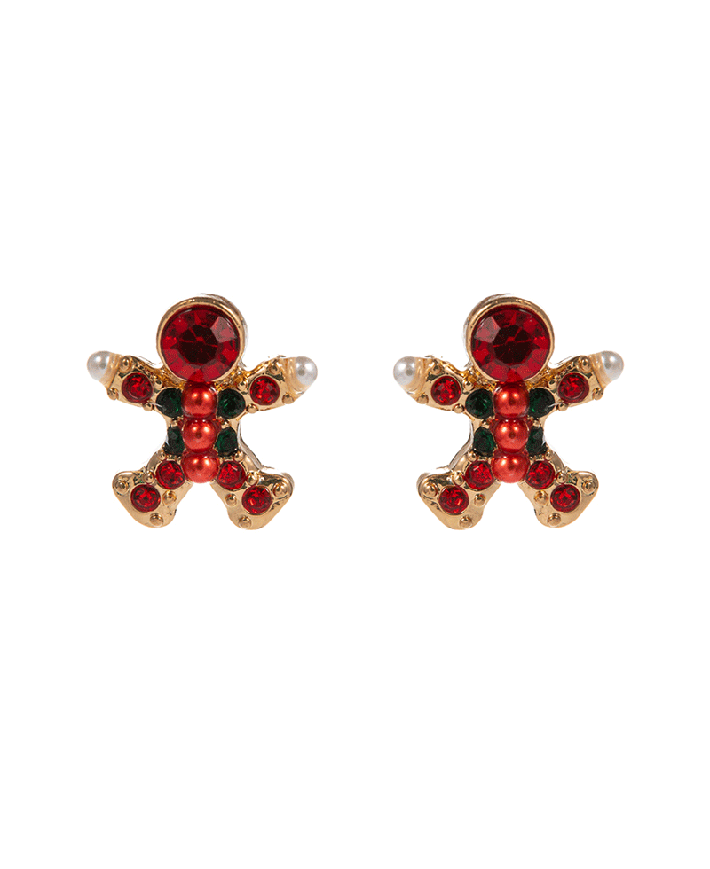 Ginger Cookie Man Stone Paved Hypo Earring - 1.0"