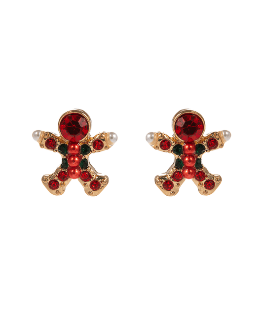Ginger Cookie Man Stone Paved Hypo Earring - 1.0"