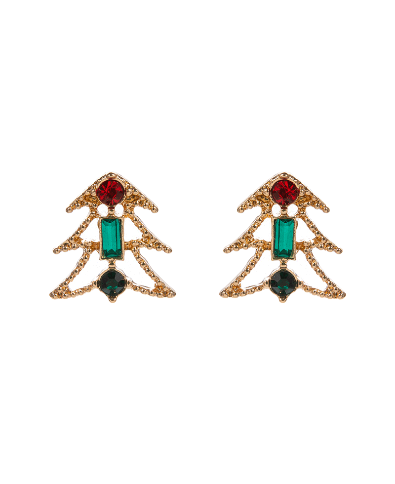 Christmas Tree Glass Stone Hypo Earring - 0.5"