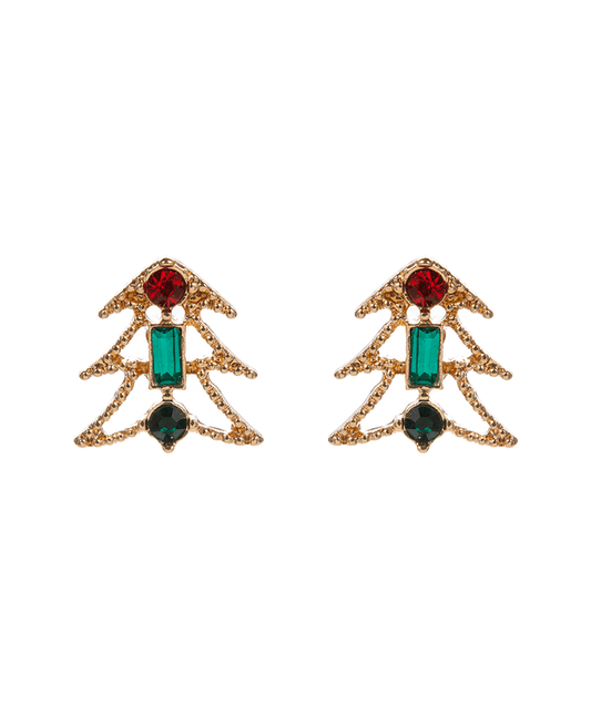 Christmas Tree Glass Stone Hypo Earring - 0.5"
