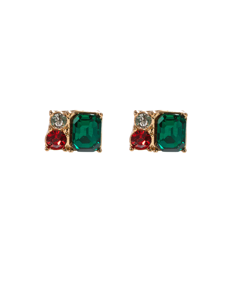 Glass Stone Paved Hypo Earring - 0.25"