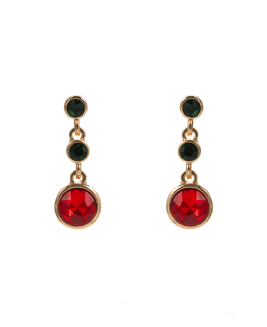 3 Drop Round Glass Stone Hypo Earring - 1.25"