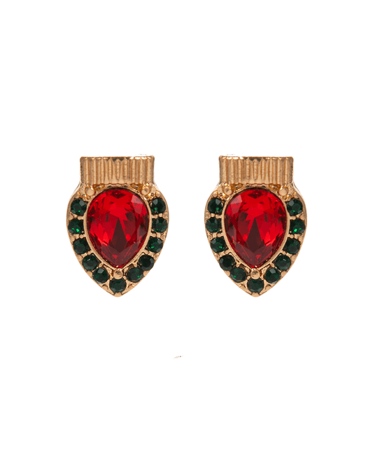 Light Bulb Shape Christmas Color Stone Hypo Earring - 0.75"