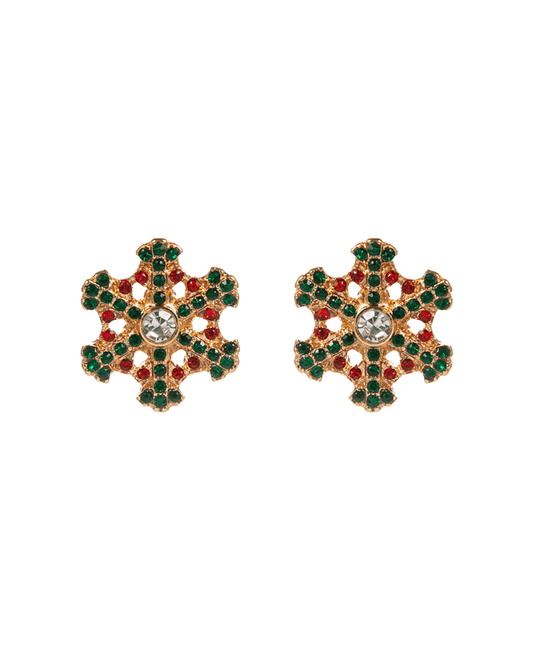 Snowflake Shape Christmas Color Stone Hypo Earring - 0.5"