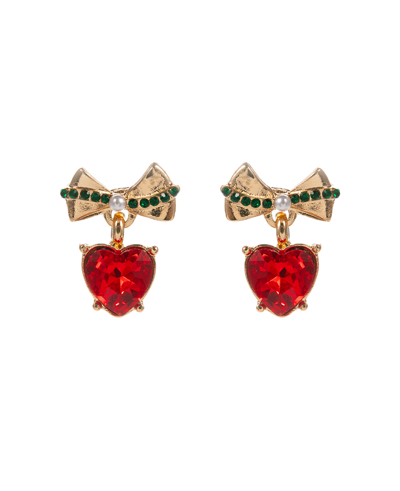 Heart Shape Christmas Color Stone Hypo Earring - 0.75"