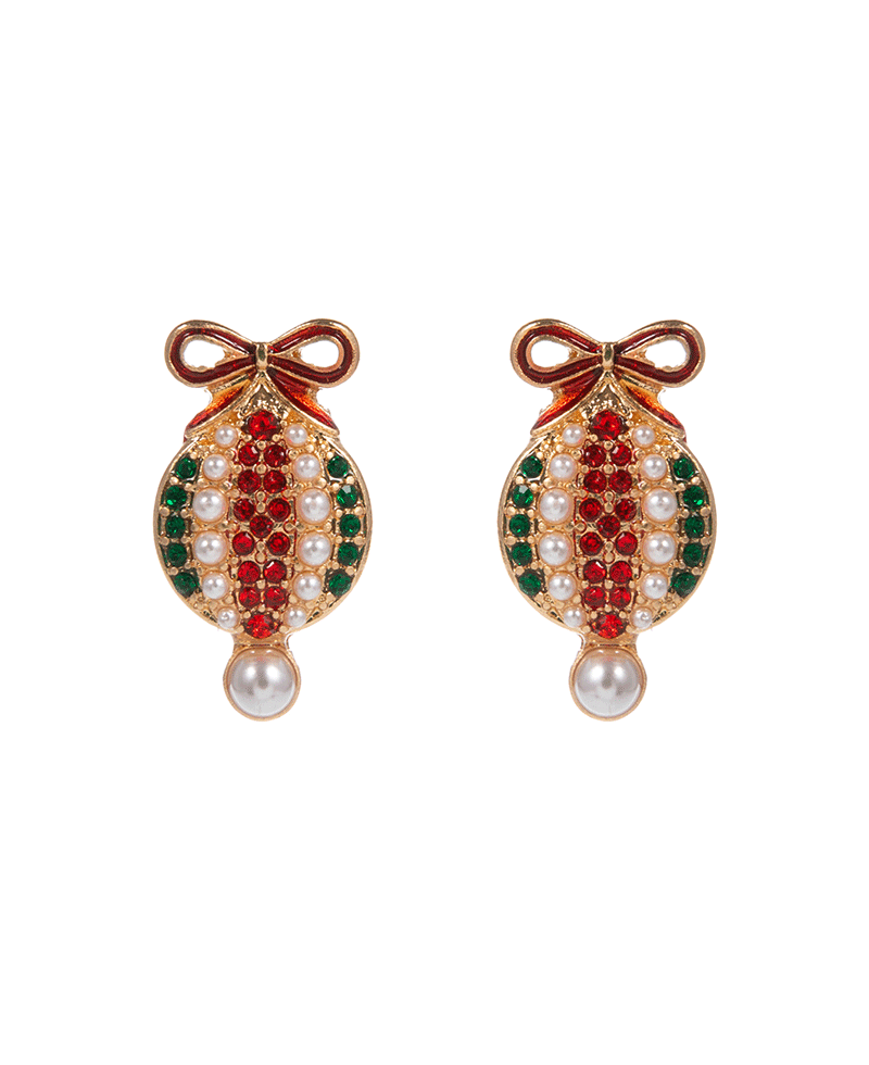 Ornament Shape Christmas Color Stone Hypo Earring - 0.75"
