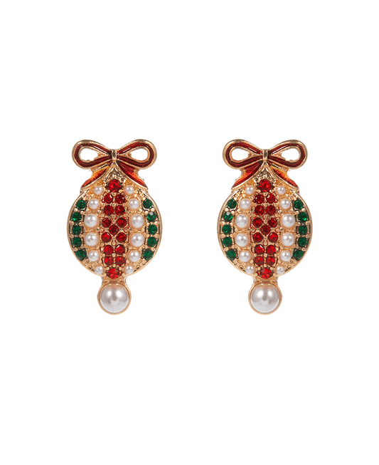 Ornament Shape Christmas Color Stone Hypo Earring - 0.75"