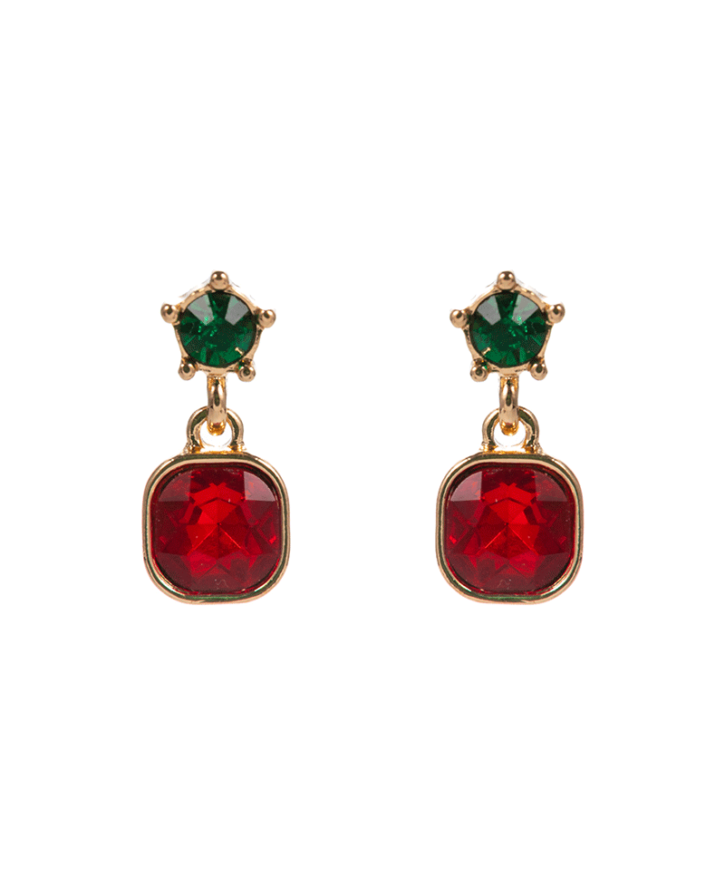 Mixed Christmas Color Stone Hypo Earring - 0.75"