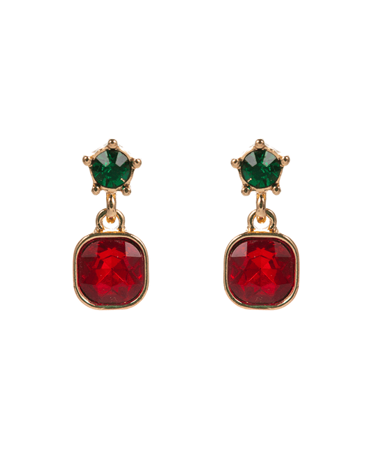 Mixed Christmas Color Stone Hypo Earring - 0.75"