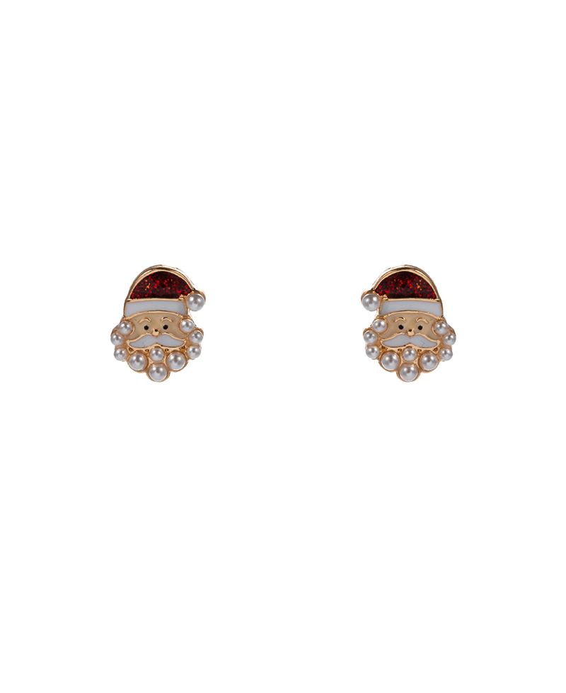 Santa Claus Enamel w/ Pearl Hypo Earring - 0.5"