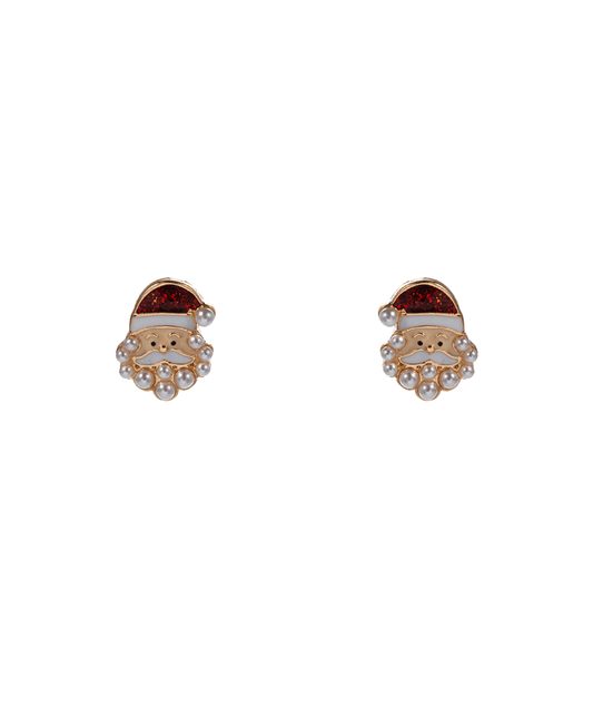 Santa Claus Enamel w/ Pearl Hypo Earring - 0.5"