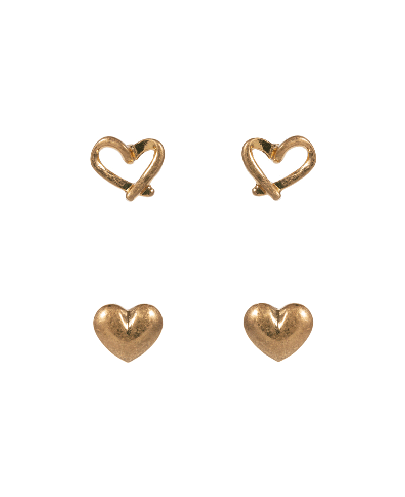 Multi Shape Heart 2 Set Earring - 0.5"