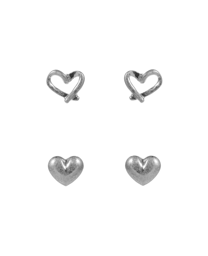 Multi Shape Heart 2 Set Earring - 0.5"