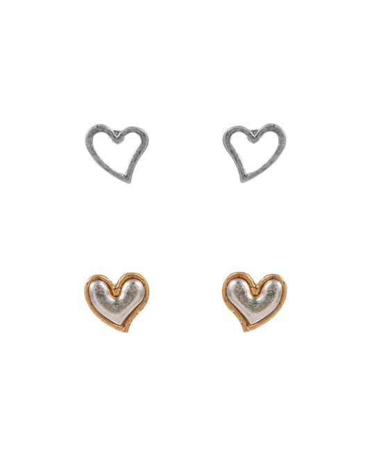 Multi Heart 2 Set Earring - 0.5"