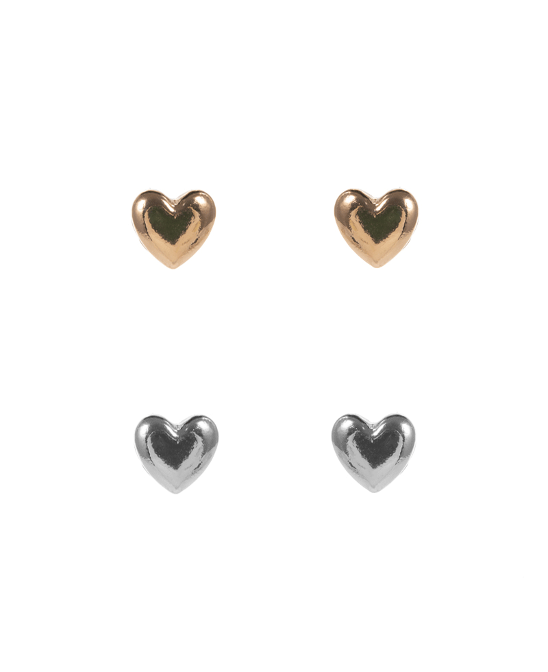 Multi Tone Heart 2 Set Earring - 0.5"