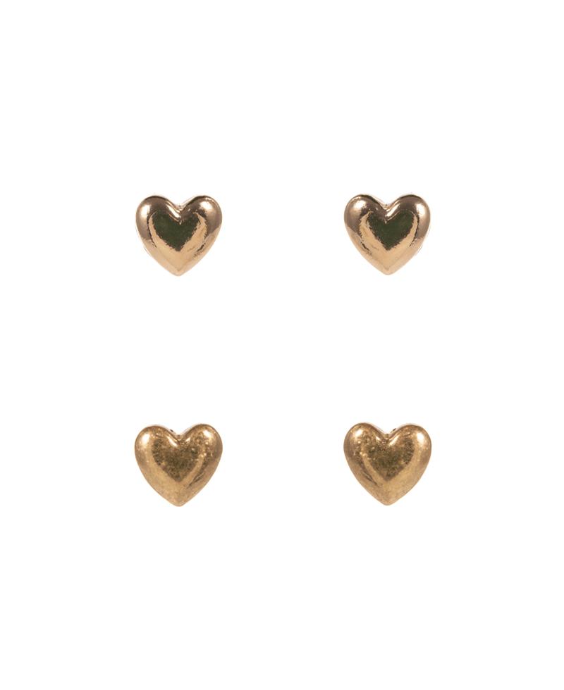Multi Tone Heart 2 Set Earring - 0.5"