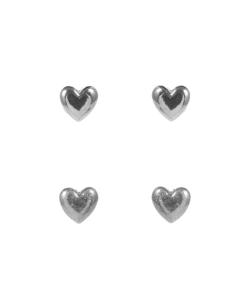 Multi Tone Heart 2 Set Earring - 0.5"