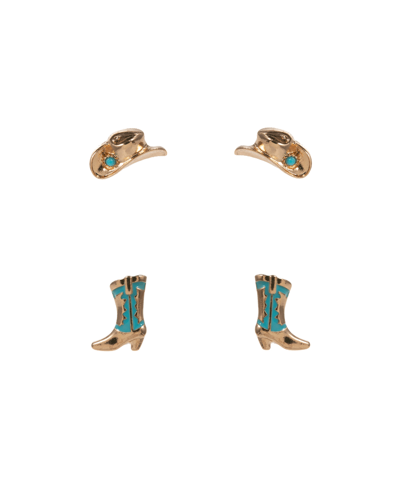 Western Hat & Boots 2 Set Earring - 0.75"
