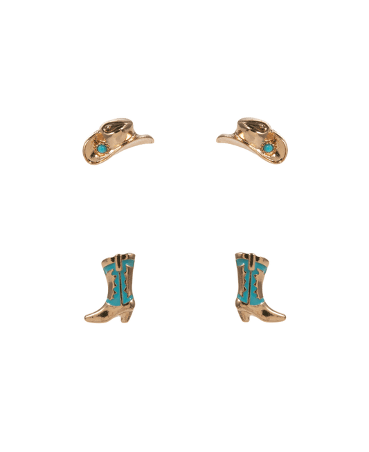 Western Hat & Boots 2 Set Earring - 0.75"