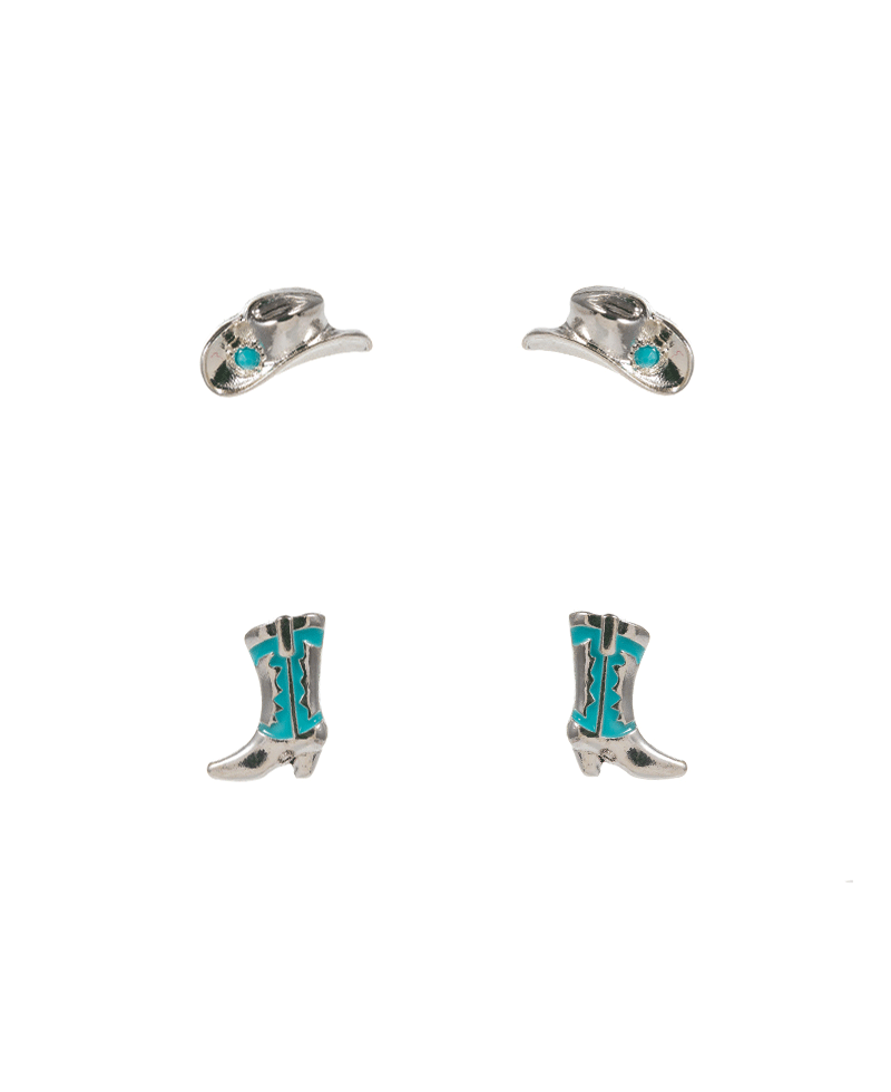 Western Hat & Boots 2 Set Earring - 0.75"