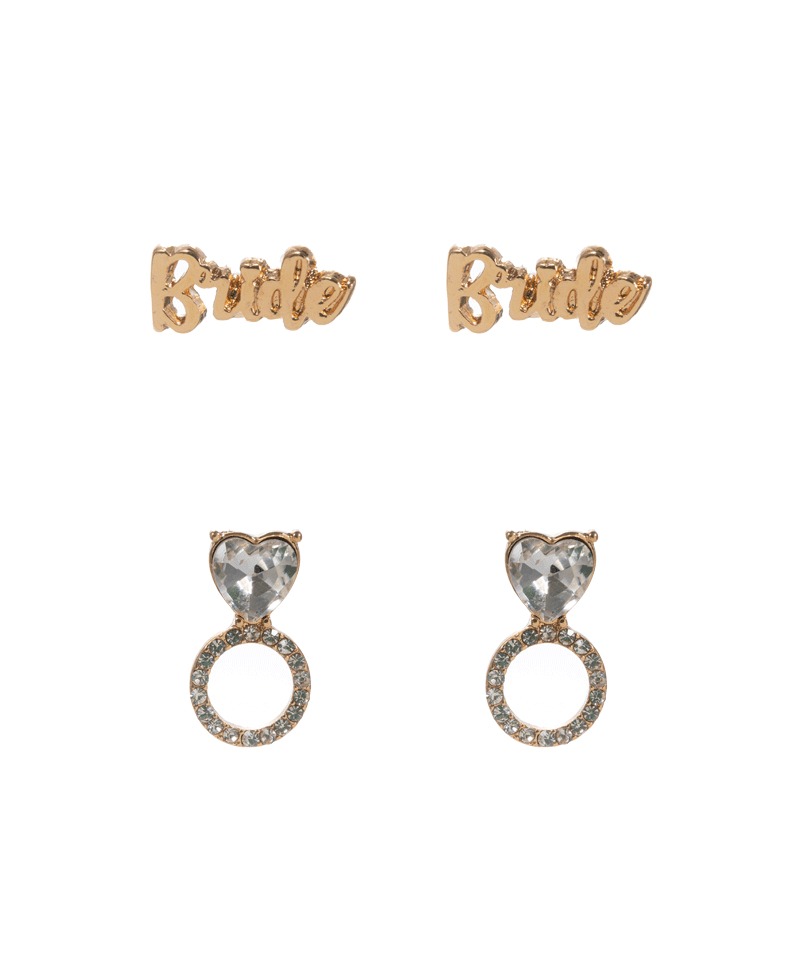 Bride & Mini Heart Ring 2 Set Earring