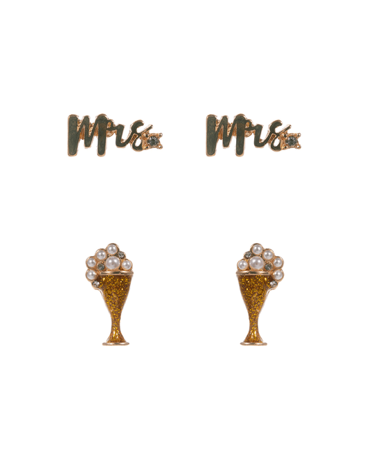 Mrs & Champagne 2 Set Earring