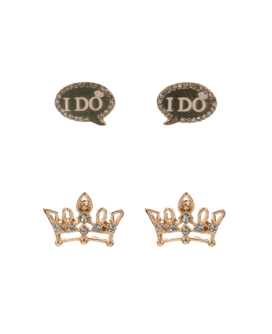 I DO & Wedding Tiara 2 Set Earring