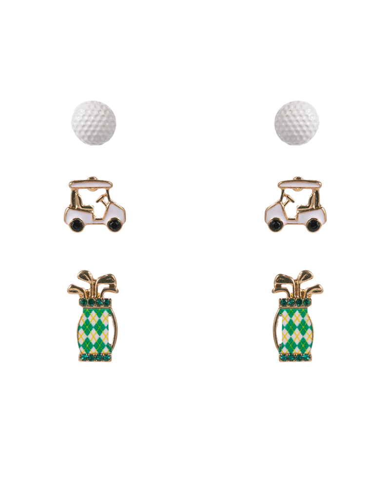 Golf Ball Cart Bag 3 Set Earring - 0.75"