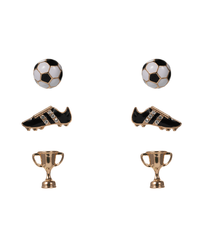 Soccer Ball Shoes Trophy 3 Set Earring - 0.5"