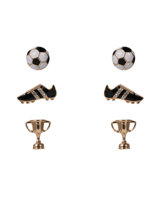 Soccer Ball Shoes Trophy 3 Set Earring - 0.5"
